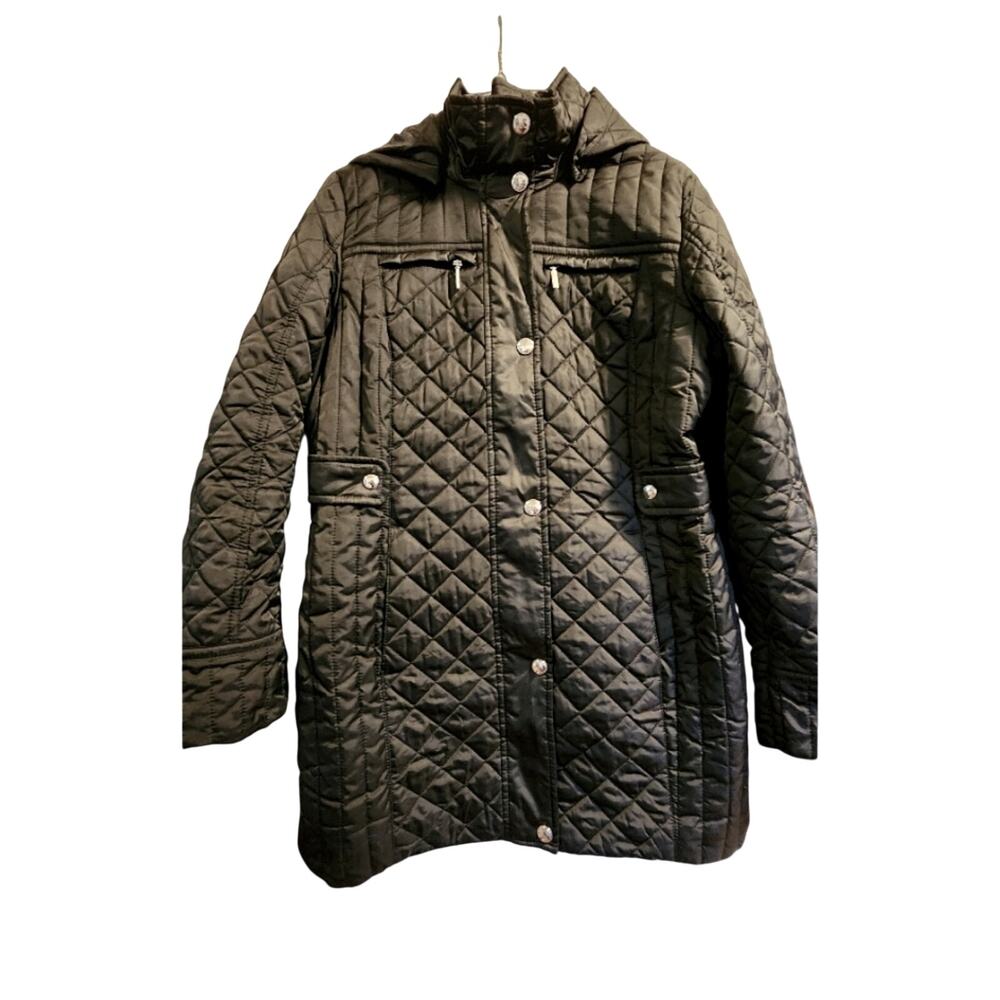 Croft & Barrow Women's Quilted Style Jacket Coat Detachable Hood Pockets Size S